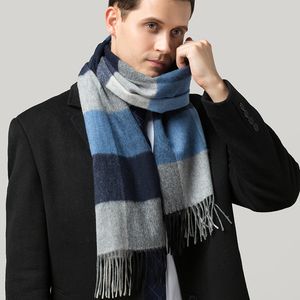 Plaid höst vinter ull halsduk manlig mode super lång akryl fast färg varm sjal dual förtjockning wrap k0038