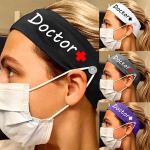 10 Teile/los Neue Mode Weibliche Elastische Frauen Turban Haarband Zubehör Drucken Krankenschwester Arzt Stirnband Mit Knopf