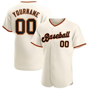 Niestandardowy krem ​​czarno-pomarańczowy autentyczny koszulka baseballowa
