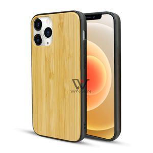 Для Apple iPhone 11 12 Pro Max 8 7 6 Plus Phone Shalling Cass Natural Bamboo Деревянная ультра Slim Защитная древесина Крышка TPU Бампер Чехол Чехол Топ-продажа Пользовательские Оптом