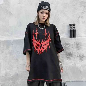 Gothic Oversized Streetwear Tshirt Sloth Summer Clothes Punk Skull Graphic Tees T Shirt Women Fashion alternative Clothing Tops 210623