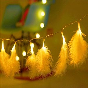 Strings Christmas LED Strip Light Feather String Fairy Curtain Copper Wire Bedroom Romantic Decoration Lamp Battery Operated