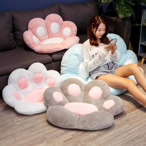 Cute Cat Paw Back Pillows Plush Chair Cushion Animal Child Seat Cushion Sofa Mat Home Sofa Indoor Floor Winter Decor Gift#g35 210611