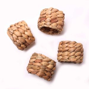 10pcs Natural material straw corn husk napkin ring water hyacinth grass buckle 210706
