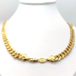 Cuban Link Łańcuch Naszyjnik w Handmade 18 K Stemplowany Solid Gold GF Pave Curb Dubai Men's