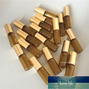 5pcs/lot 3ml Amber Glass roll on bottles for essential oils empty perfumes Cosmetic Container Tube Travel