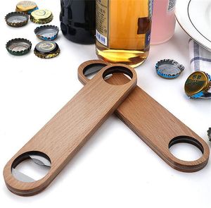 Plattbräda Speed ​​Bottle Opener Home Beer Cap Wooden Cover Wood för Kitchen Bar Custom Logo