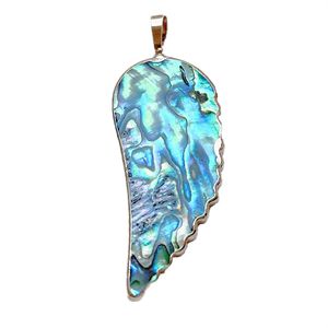 Angel Wing Design Natural Abalone Jewelry Golden Metal Bezel Pendant