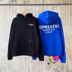 Hoodies Sweatshirts Represent 2021FW Men Women 1:1 High Quality The OWNERS CLUB Represent Collar Tag Oversize Pullovers
