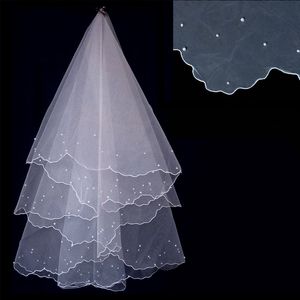 Wedding Veils Pearl Lace Edge Bridal Veil Wedding Accessories two-layer Bridal Veils