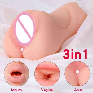 Oral Male Masturbation CUP 3D double Sex Toys For Men 18+ Masturbator Adult Products Artificial Blowjob Erotic Vagina Real Pussy Y1125