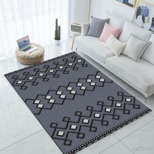 Mattor annars mörkgrå Etnisk Bohemian Morrocan 3D Print Non Slip Microfiber Living Room Modern Carpet Tvättbara Area Rug Mat1