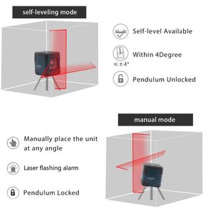 Freeshipping LV1 Laser Level Cross Line Laser med mätområde 50ft Självbytande vertikal och horisontell linje