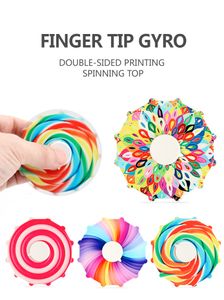 Gränsöverskridande nyhetsleksaker Dubbelsidig Färgglada Fingertip Spinning Top Rainbow Color Finger Decompression Toy Kids Gift