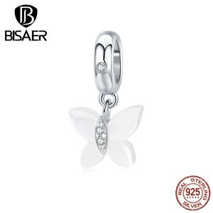 Butterfly Charms Bisaer 925 sterling ren vit zirkon pärlor charm armband silver 925 smycken ecc1414