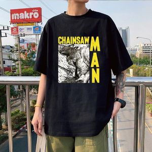 Męskie koszulki nowatorskie łańcuch łańcuchowy man anime T-shirt Japan Style Ulzzang Tees Casual O-Neck krótkie rękawa unisex letnie topy Wysoka jakość