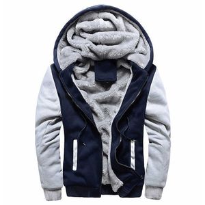 Casual Hooded Collar Män Hoodies Sweatshirts Winter Warm Tjock Fleece Zipper Jacket Sportkläder Outwear Oversized S-5XL 210909