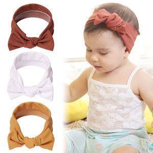 Katı Renk Çizgili Yaylar Toddler Elastik Hairband El Yapımı Çapraz Düğümlü Bebek Bandı Sevimli Ilmek Şapkalar Fotoğraf Sahne