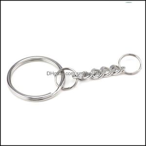 Outdoor Gadgets And Cam Hiking Sports & Outdoors Polished 25Mm Keyring Keychain Split Ring With Short Chain Rings Women Men Diy Key Chains A