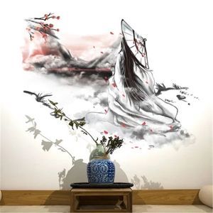 Wholesale vintage style bedroom furniture for sale - Group buy Chinese Style Wall Stickers Vintage Posters Vinyl Decal Bedroom Furniture Beautiful Woman Living Room Background Wall Decoration