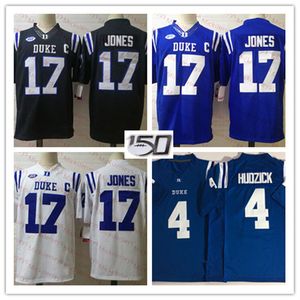 Custom # 17 Daniel Jones Jersey Blue Devils Cucita calcio Jersey 29 Nate Thompson 88 Jake Markede 1 Jontavis Robertson 10 Riley Leonard 91 Ahmad Craig College NCAA