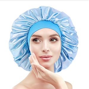 extra grande grande banda grande cetim capota mulheres cor sólida turbante unisex boné elástico faixa sleepcap haircover cabelo cuidado