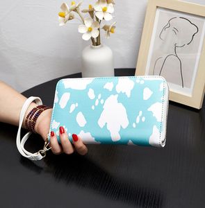 DHL30pcs Wallets Women PU Cow Prints Square Long Credit Card Holder Mix Color