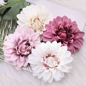 20st Dahlia Artificial Silk Flowers Heads for Wedding Decoration Rose DIY Wreath Gift Box Scrapbooking Craft Fake Flower Head