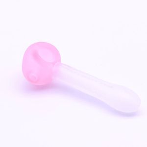 Glass spoon pipe pink blue black green matte craft mini pipes with logo