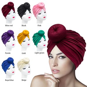 2021 Mode Kvinnor Muslim Hijab Hat Solid Färg Indisk Wrap Head Scarf Turban Caps Inner Hijabs Bonnet Turbante Mujer