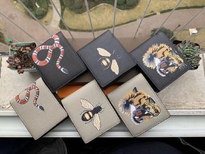 Men Animal Short Wallet Leather Black Snake Tiger Bee Wallets GG Women Long Style Luxury Purse Wallet Card Holders With Gift Box Top Quality