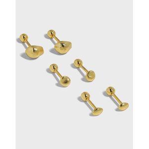 Ohrstecker 3,85 mm 6,85 mm, authentische 925er-Sterlingsilber-Rock-Ohr-Knochen-Piercing-Ohrringe, Kugelschraubverschluss, feiner Schmuck C-EF618