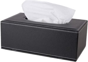 Tissue Boxes & Napkins High-end Fashion PU Leather Box Holder Business Black Rectangular Napkin Drawer Paper Dispenser