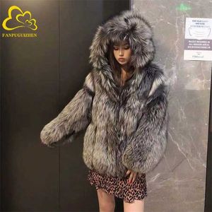 FANPUGUIZHEN FAUX FUR Coat Winter Fake Jacket Fashion Mink Outwear Tjock Kvinnors Overcoat 211124