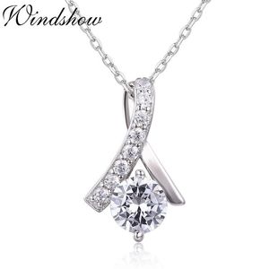 925 Sterling Silber rund weiß CZ Schal Charm Undertale Anhänger Halskette Frauen Mädchen Schmuck Bijoux Pingente ewige Übereinstimmung MOM