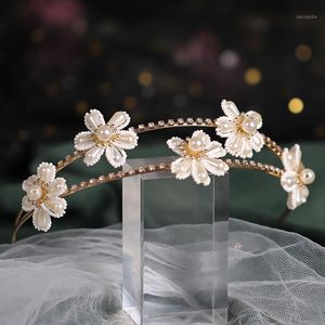 ヘアクリップバレットバンドヘッドドレスブライダル結婚式のお祝いギフトパールフラワーシンプルなヘッドバンドアクセサリー