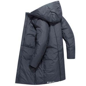 Neue Winter Männer Unten Jacke Dicke Warme Mit Kapuze Winddicht Mid-Länge Puffer Mäntel Männlich Schwarz Business Casual Einfarbig unten Mantel G1115