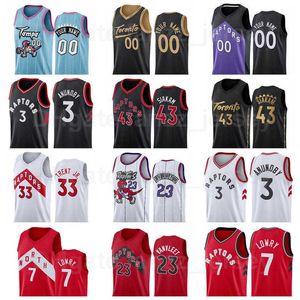 Skärmtryckt Basket Gary Trent Jr Jersey 33 Kyle Lowry 7 Pascal Siakam 43 och Anunoby 3 Fred Vanvleet 23 Edition