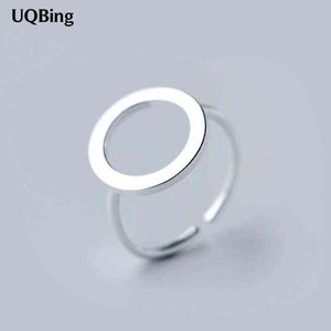 Koreański styl minimalistyczny 925 Sterling Silver Hollow Okrągły regulowane pierścienie Fine Jewelry dla kobiet Party G1125