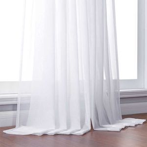 Elka Solid White Tulle Sheer Window Curtain for Living room the Bedroom Modern Tulle Organza Voile Curtain Curtain door 210712