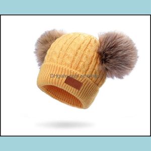 Beanie/SKL-Kappen, Hüte, Hüte, Schals, Handschuhe, modische Accessoires, 10 Stile, für den Winter, Jungen und Mädchen, gestrickte Mützen, dicke Baby-süße Haarball-Mütze, Infa