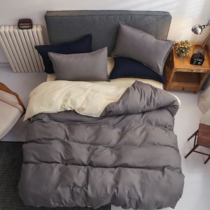 Solstice Solid Color Bedding Sätter Duvet Cover Pillowcase och Bed Sheet Combination Sänglinne Drottning King Size Flera Färg 210317
