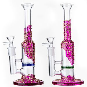 Heady Glass Bongs Showerhead Perc Hookahs Blue & Green Percolators Oil Rig Dab Rigs Straight Tube Water Pipes 14.5mm Female Joint Bong With Bowl By Sea WP533