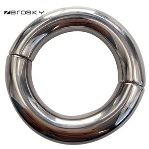 NXYCockrings Zerosky Heavy Duty Magnetic Stainless Steel Ball Scrotum Stretcher Metal Penis Cock Ring Extend Sexleksaker för män 1124