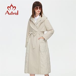 Astrid damska jesień kurtka zimowa żeńskie parki ciepłe długi płaszcz opaste pastowane płaszcze z kapturem kobieta wierzchnia 211008