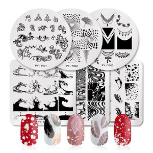 Bildplatten Für Nail Art großhandel-Nail Art Kits Vorlagen Stamping Platte Design Blume Tier Glas Temperatur Spitze Stempelplatten Bild