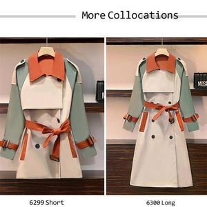 Kadın Trençkot Moda Güz Kış Rahat İnce Aşırı Boyutu ile Vintage Uzun Mont Paltolar Üst Çift Göğüslü Dış Giyim A109 210820
