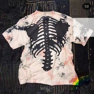 2021ss Splash ink Tie dye KAPITAL T Shirt Men Women Best Quality Cotton Skeleton Bone Printing T shirt Tees X0712