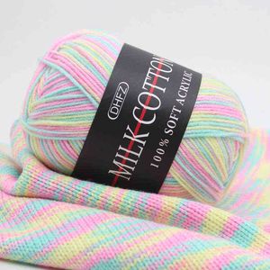 1PC 3 Strands Of Milk Cotton Thread, Medium Thick Wool Yarn, Hand-knitted Yarn, Color Gradient Thread Yarn For Knitting Y211129