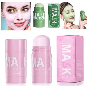 Grön te mask stick olja kontroll aubergine akne djup rengöring hudvård fuktgivande ta bort blackhead fina porer lera masker